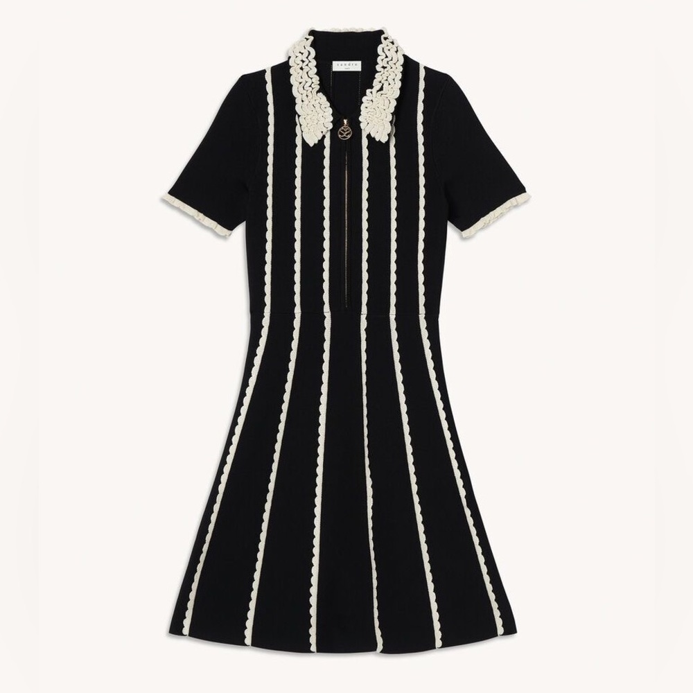 ✨HP✨ Sandro Flore Scalloped Stripe Knit Dress